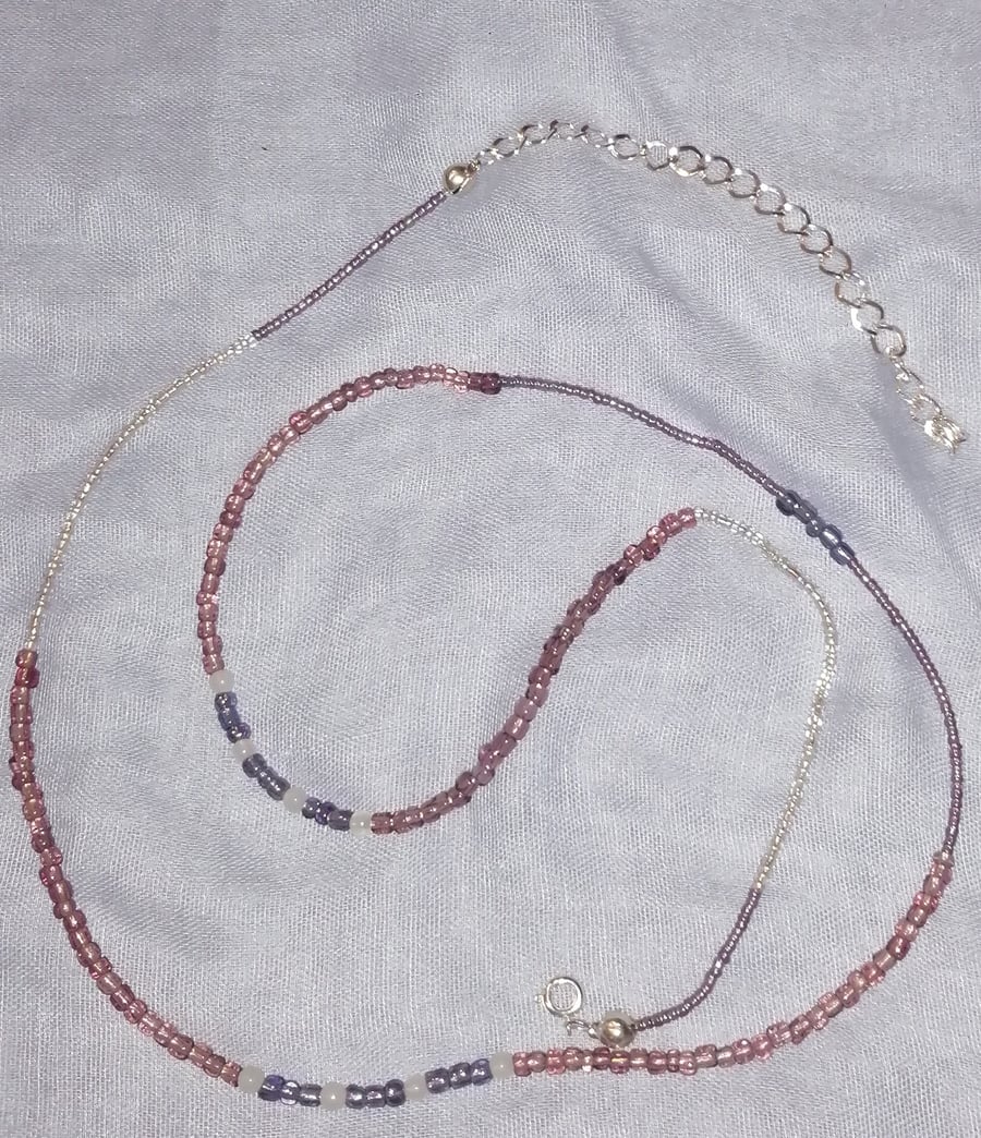 Purple Lilac African Waist Belly Beads with White Jade Crystals