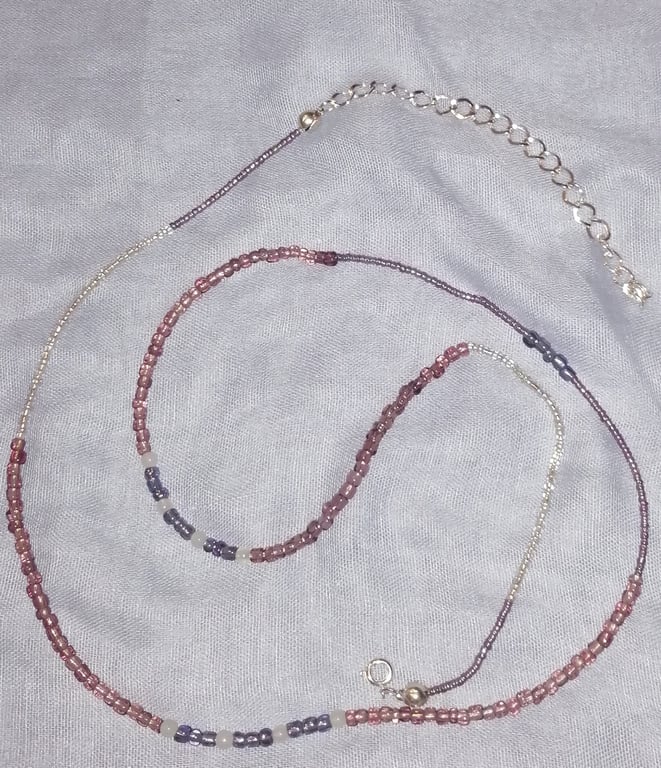 Purple Lilac African Waist Belly Beads with White Jade Crystals