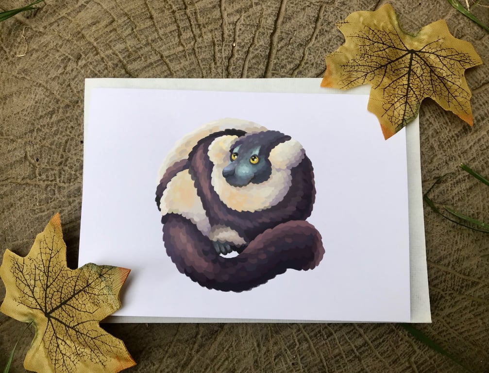 Black and White Ruffed Lemur Blank Greeting Card