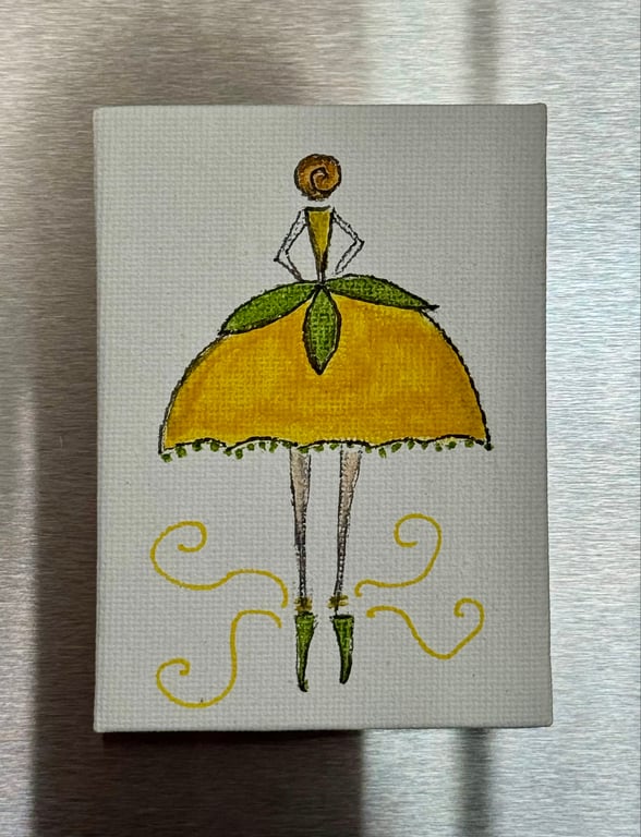 Ballet Dancer in Sunshine Yellow Dress Fridge Magnet