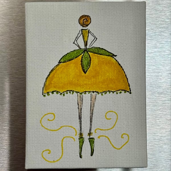 Ballet Dancer in Sunshine Yellow Dress Fridge Magnet