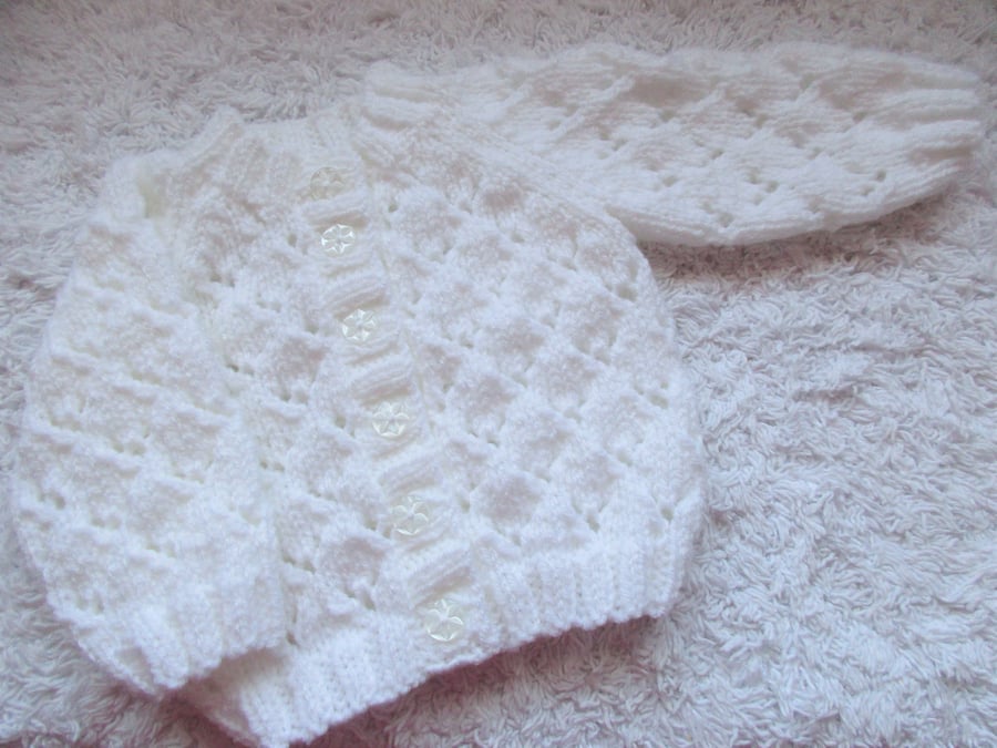 14" White Round Neck Lace Cardigan