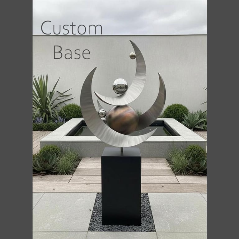 Lunar Symphony Stainless Steel Garden Sculpture – Modern Celestial Outdoor Art 