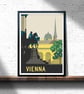 Viena retro travel poster, Vienna city art print, Austria travel poster - Image 1