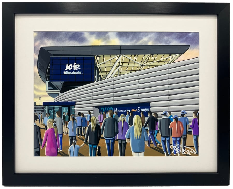 Manchester C Women. Academy Football Stadium City Art Print 14" x 11" Frame 