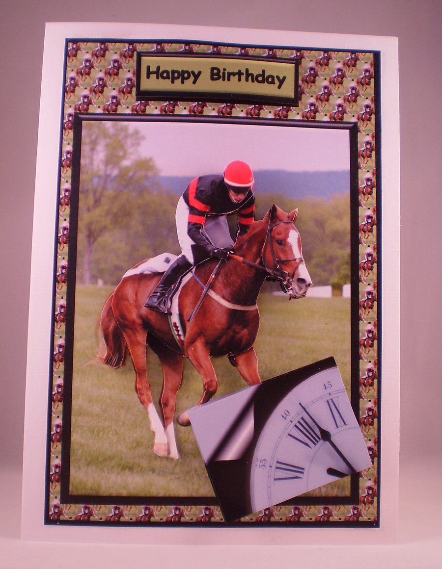 Horse Racing Sport 3D Birthday or Any Occasion Greetings Card