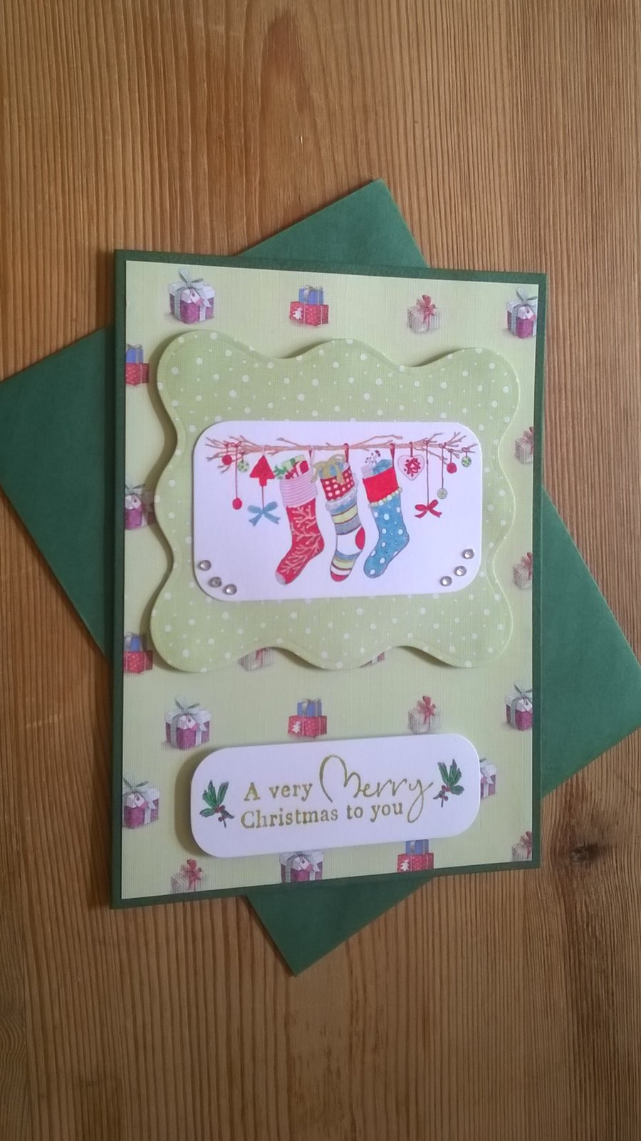 Christmas Stockings Card - Green