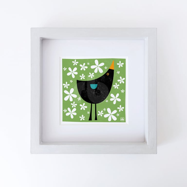 Blackbird With Flowers, Giclee print