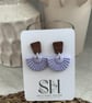 Boho Statement Jewellery - Lavender Fan-Shaped Polymer Clay Earrings  - Image 2