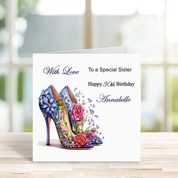 Personalised Elegant High Heels Printed Greeting Card. Design 8