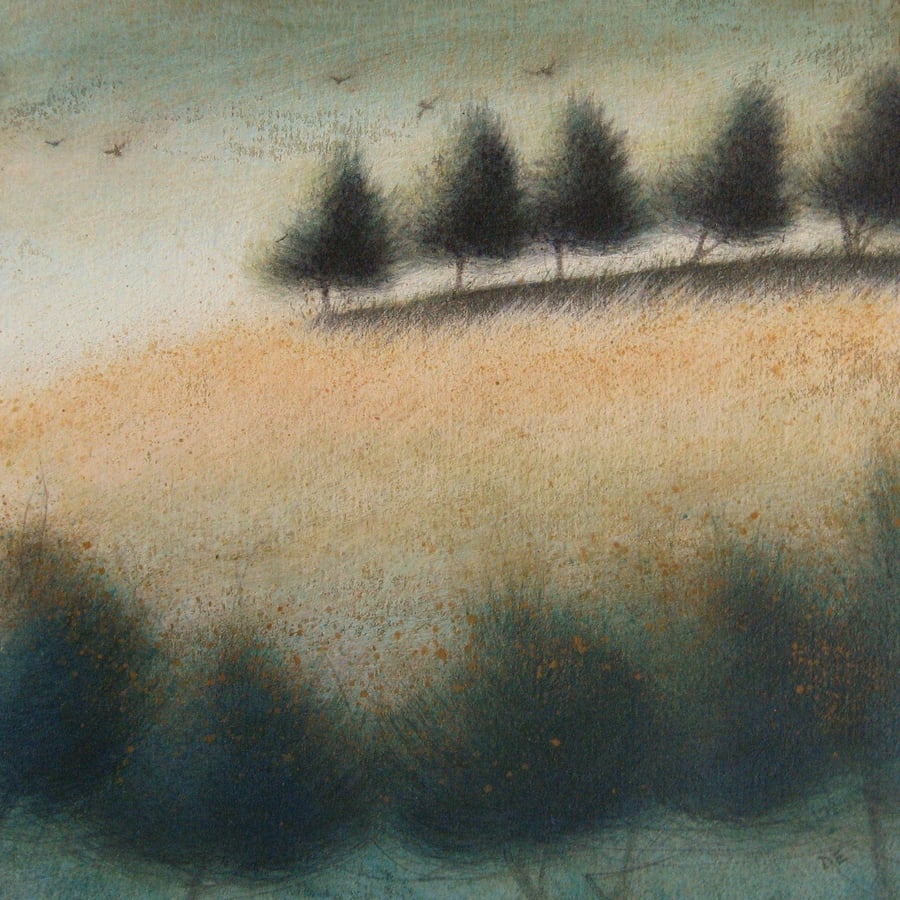 Late Summer Evening - Unframed Original Acrylic Landscape Painting,Free Shipping