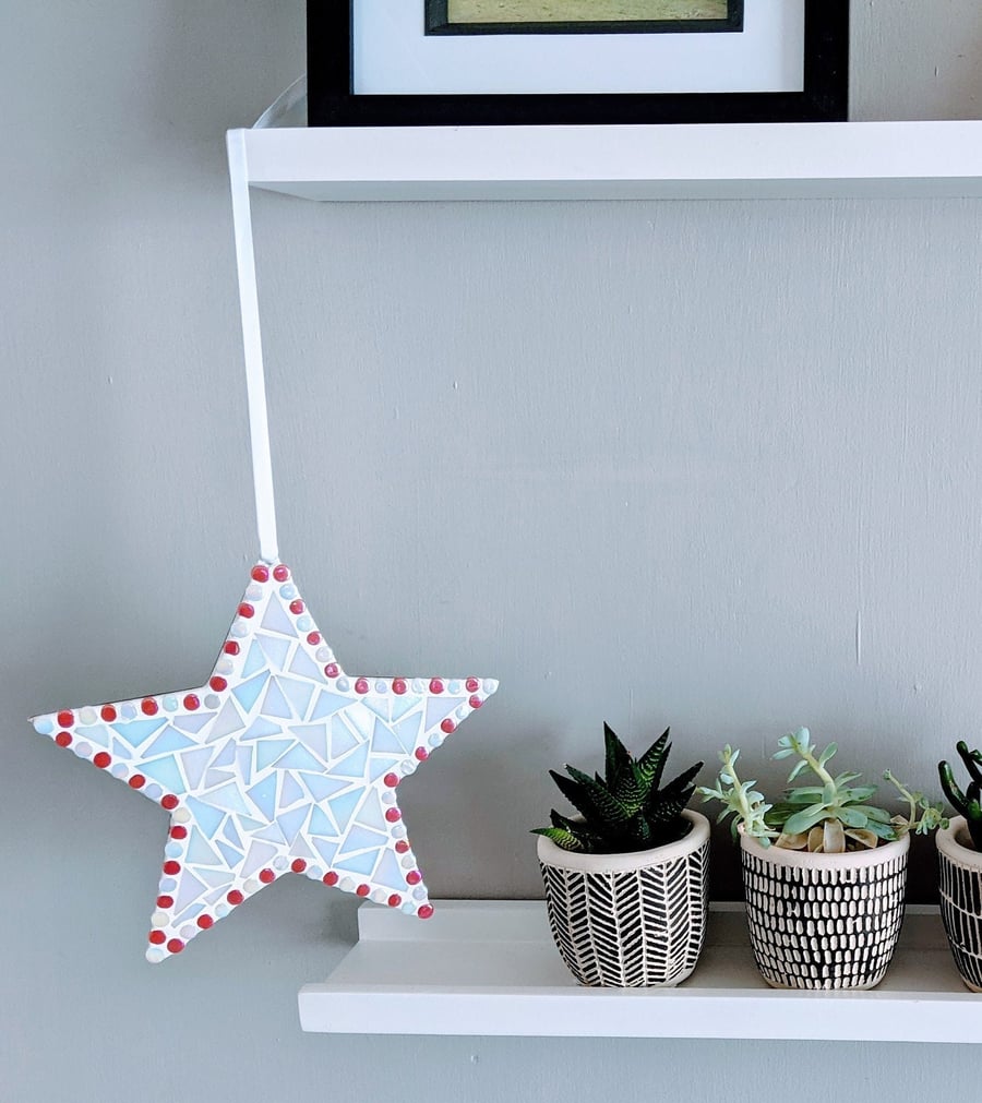 White Iridescent Star DIY Mosaic Kit - Sparkle Your Walls with Creativity!