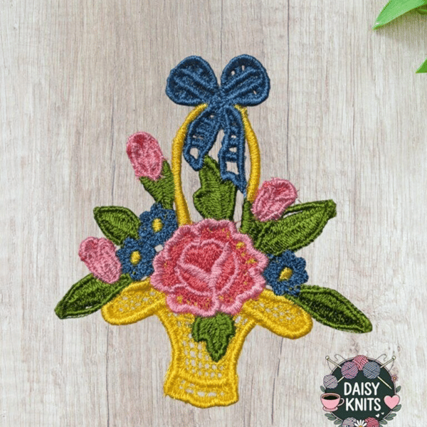 Colorful Flower Basket Free Standing Lace Brooch