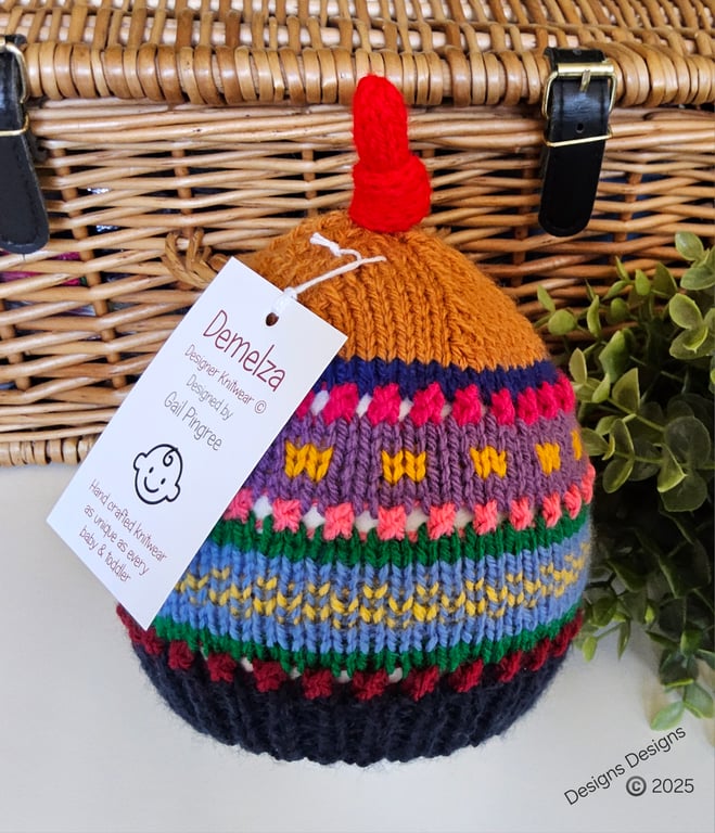 Designer  Baby Knotted Fairisle Hat 9-18 months size 