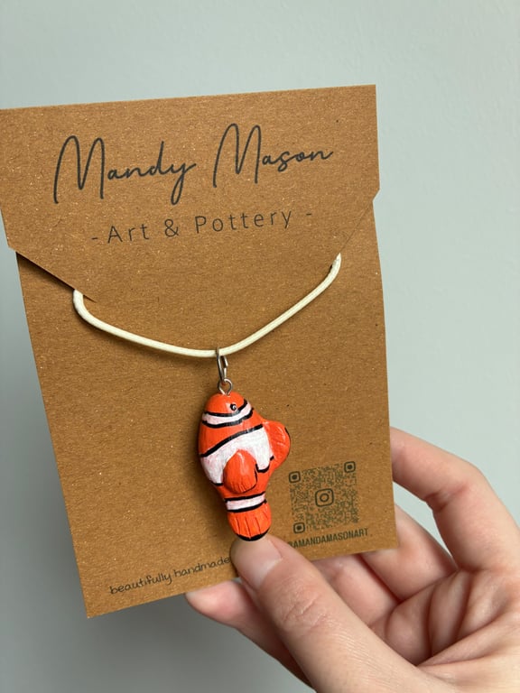 Handmade Neddy the Clay Clown Fish Necklace 