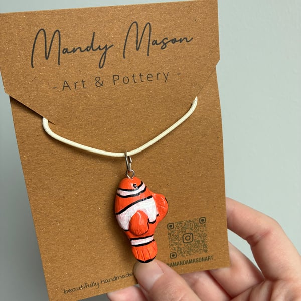 Handmade Neddy the Clay Clown Fish Necklace 