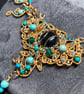 Bejewelled Wire Weave Elephant Necklace with Jasper, Tarnish resistant Gold plat - Image 4
