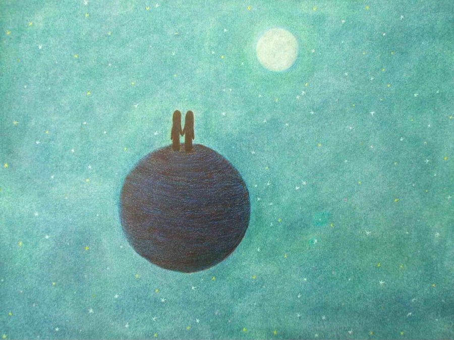 Valentines Card, Romantic Space Moon Stars Card, Spiritual Love Art, Lesbian Gay