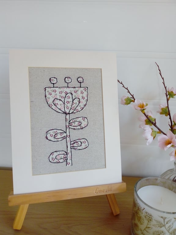 Abstract Flower Textile Art