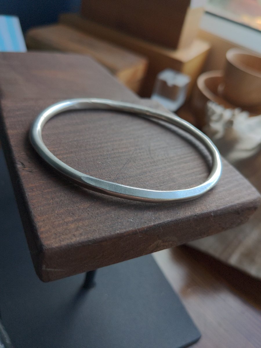 Recycled Sterling Silver Stacking Bangle, oval shaped and READY MADE