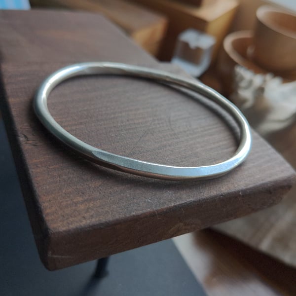 Recycled Sterling Silver Stacking Bangle, oval shaped and READY MADE
