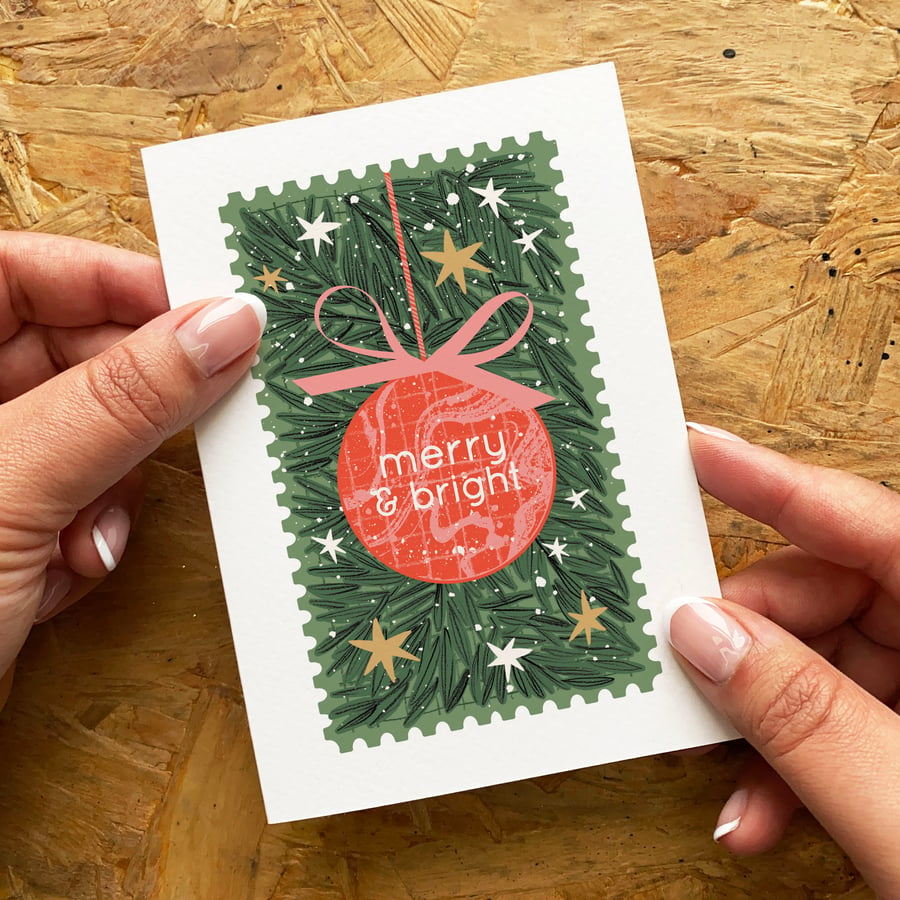 Merry & Bright Contemporary Vibrant Christmas Card