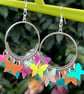 BUTTERFLY HOOPS holograph sequin festival rave kawaii cute silver plated - Image 1