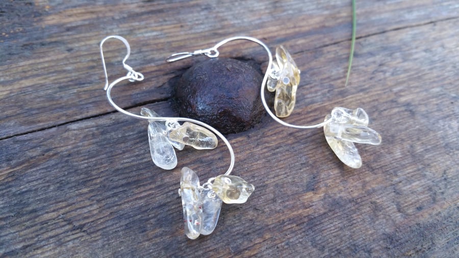  Long Sterling Silver Earrings with Citrine