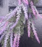 Handmade Lavender  Wreath, Soft Purple & Lilac, Grey Silver Ribbon. - Image 3