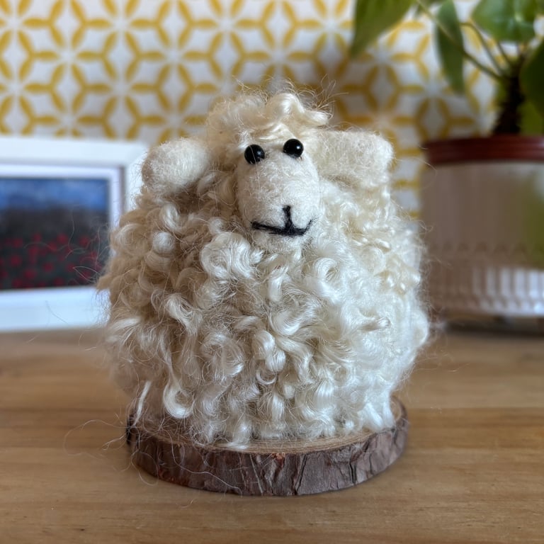 Handmade Needlefelted Wensleydale sheep ornament 