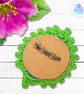 Crochet peacock feather brooch, peacock badge, peacock pin. - Image 3