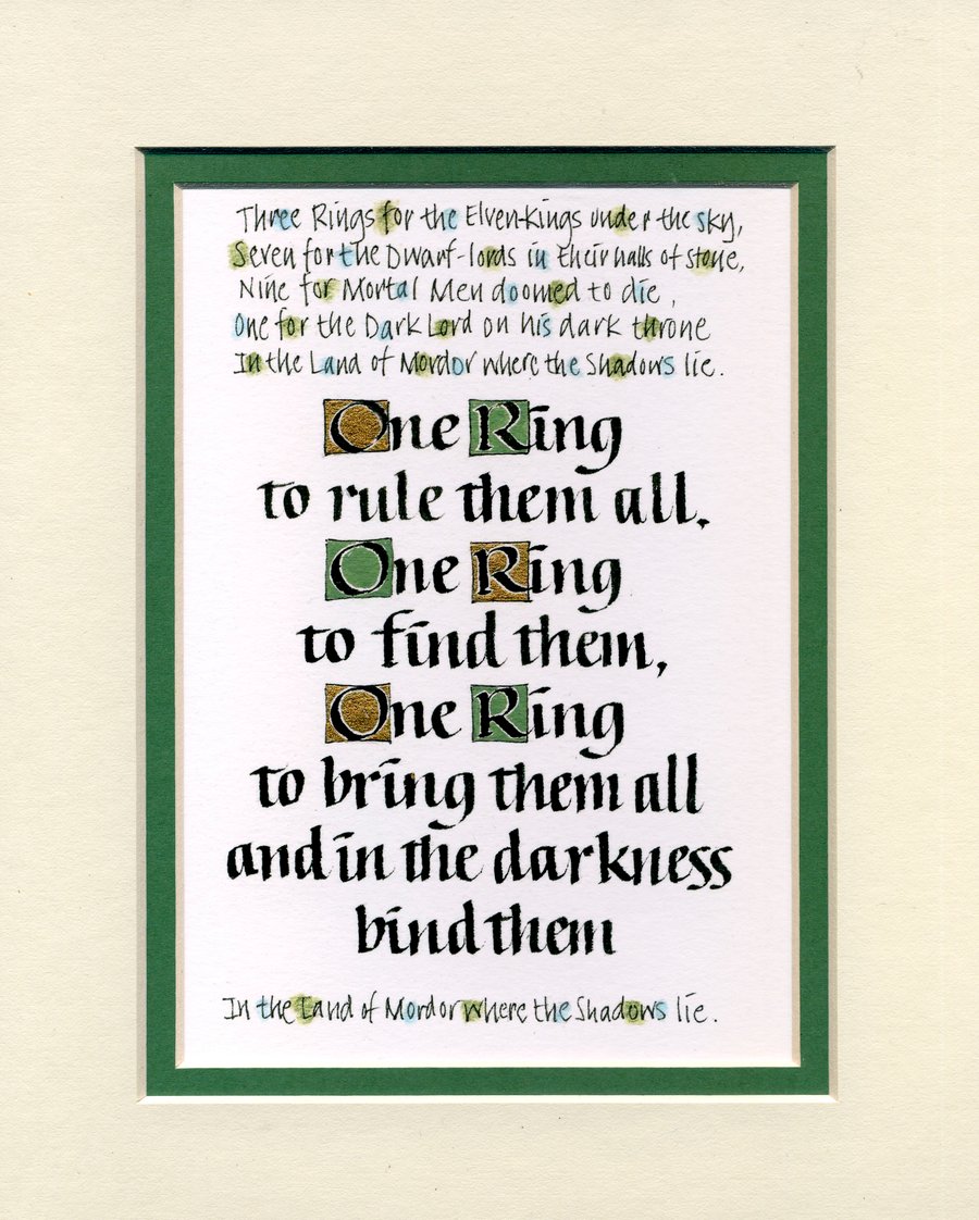 Lord of the Rings One Ring To Rule Them Print Tolkien print.