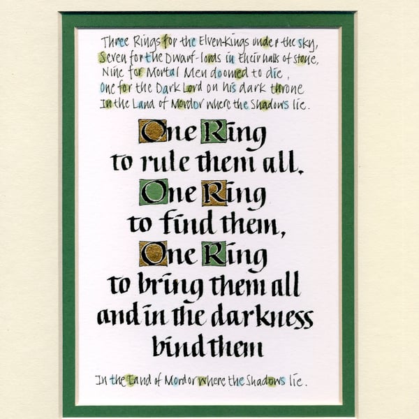 Lord of the Rings One Ring To Rule Them Print Tolkien print.