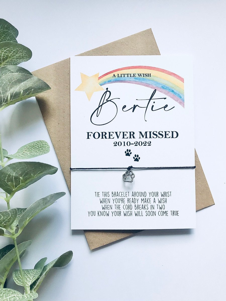 Wish bracelet, pet loss, dog memorial, pet memorial gift, in memory of, special 