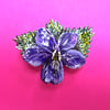 Large Sweet VIOLET BROOCH Viola Wedding Lapel Flower Pin HANDMADE HANDPAINTED