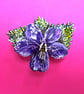 Handmade Large VIOLET BROOCH : Hand Painted Purple Viola Flower Lapel Pin