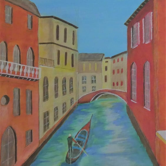 A Man in a Gondola Acrylic Painting