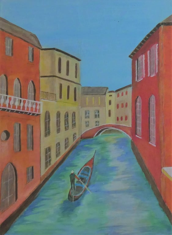 A Man in a Gondola Acrylic Painting