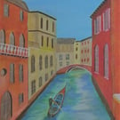 A Man in a Gondola Acrylic Painting