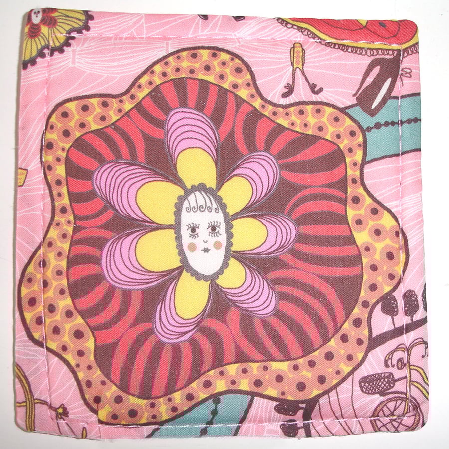 Grayson Perry Coasters Liberty Shirley Smith Fabric Mug Rug Smiley Face