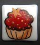 HANDMADE FUSED DICHROIC GLASS 'CUP CAKE' BROOCH. - Image 1