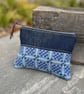 Vintage Welsh wool and dark denim coin purse small pouch