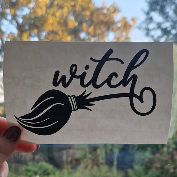 Witch broom vinyl decal sticker