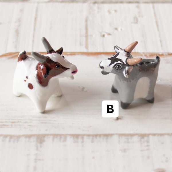  Miniature Goat - Black & Grey. Polymer Clay Animals. (Sold Individually).