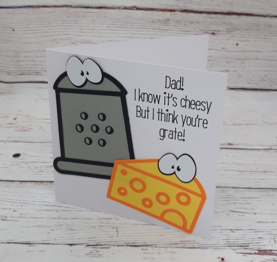 Funny Cheesy Father's Day Card, Cheesy Card for a Grate Dad, Father's Day 2023