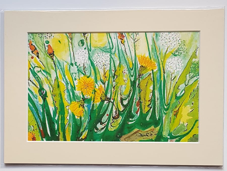 dandelions print from original art size A4 gift for friend 