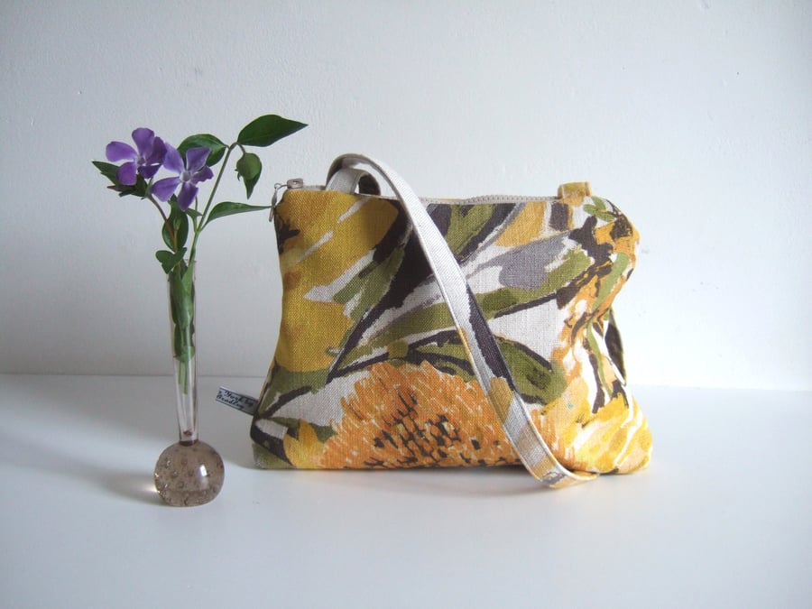 sold craft Handbag or shoulder bag in a painterly designer spring fabric