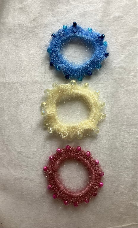 Crochet beaded hair bands x 3