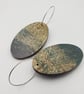 Dark green and antique gold printed oval shaped earrings - Image 5