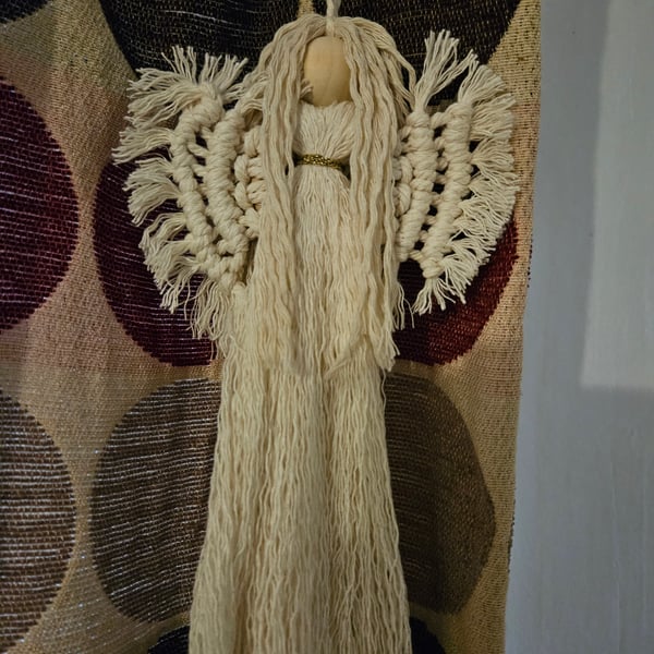 Macrame angel natural colour